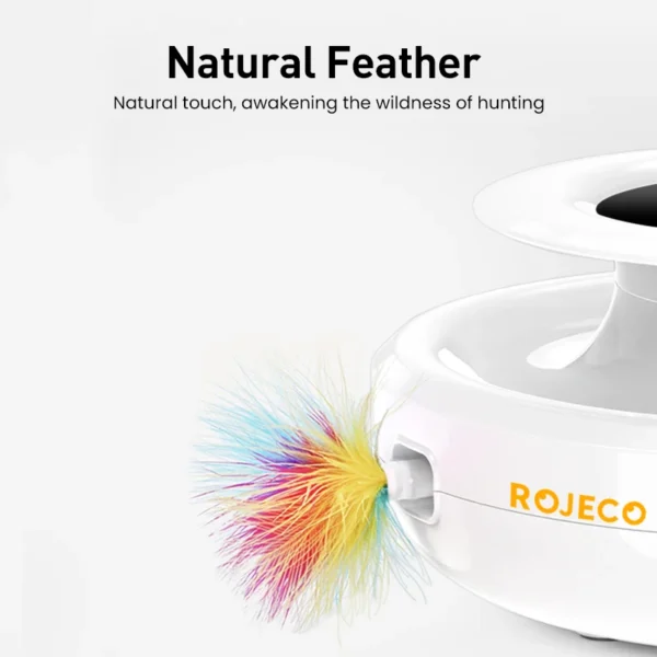ROJECO צעצוע חכם לחתולים 2 ב-1 – כדור אלקטרוני + נוצה אינטראקטיבית למשחק ללא הפסקה - Image 5