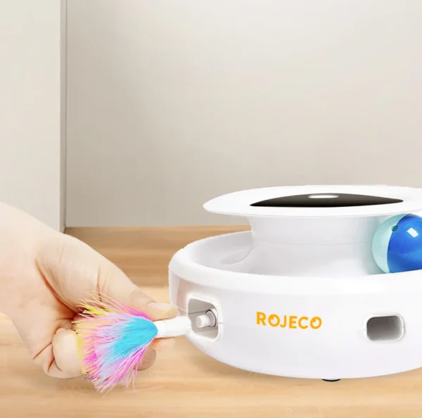ROJECO צעצוע חכם לחתולים 2 ב-1 – כדור אלקטרוני + נוצה אינטראקטיבית למשחק ללא הפסקה - Image 13